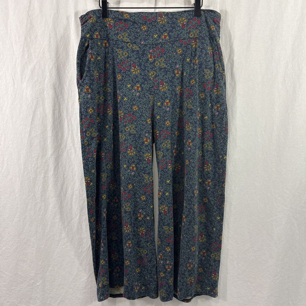 Toad & Co Chaka Wide Leg Floral Crop Pants Womens Sz XL Boho Hippie Festival